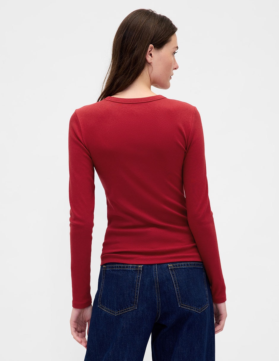 Playera manga larga cuello redondo para mujer 2