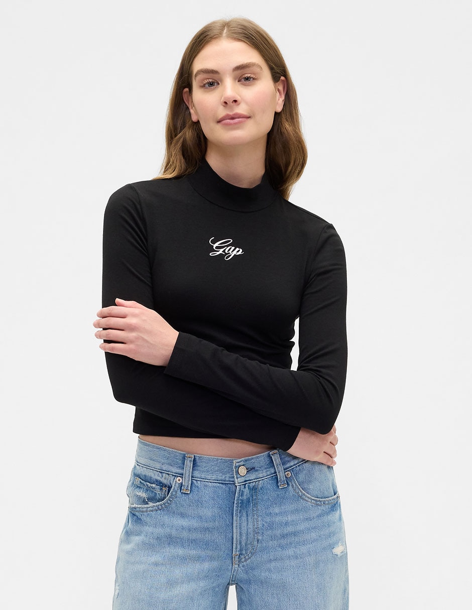Playera manga larga cuello tortuga para mujer 1
