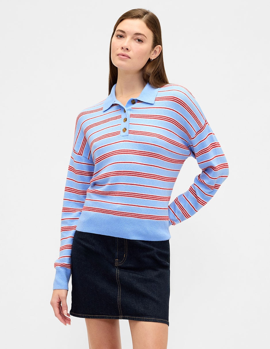 Suéter cuello polo para mujer