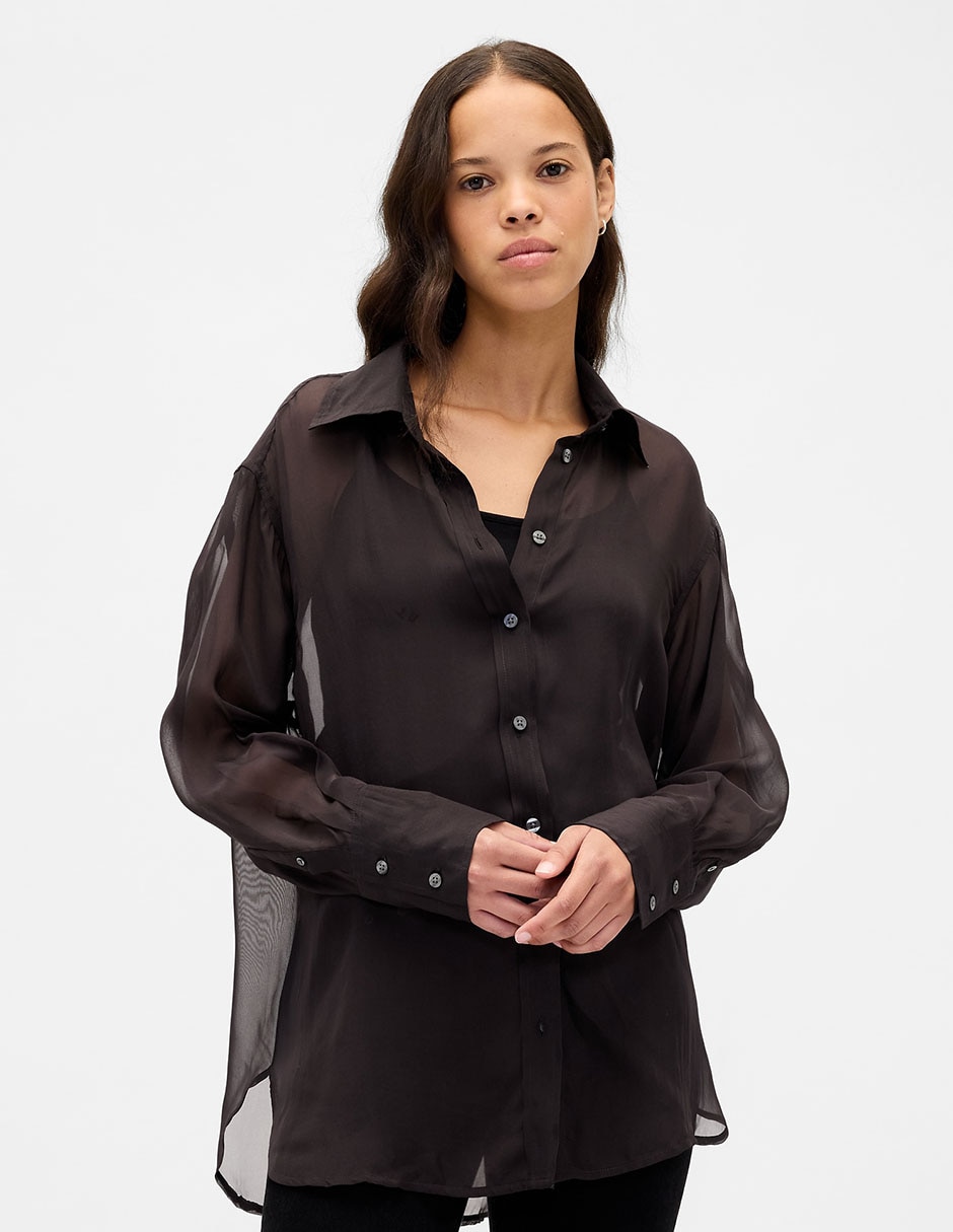 Camisa de algodón manga larga para mujer