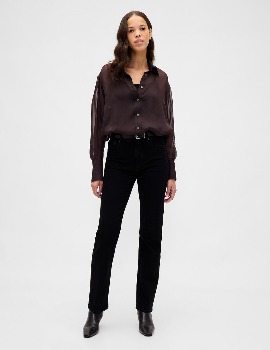 Camisa de algodón manga larga para mujer
