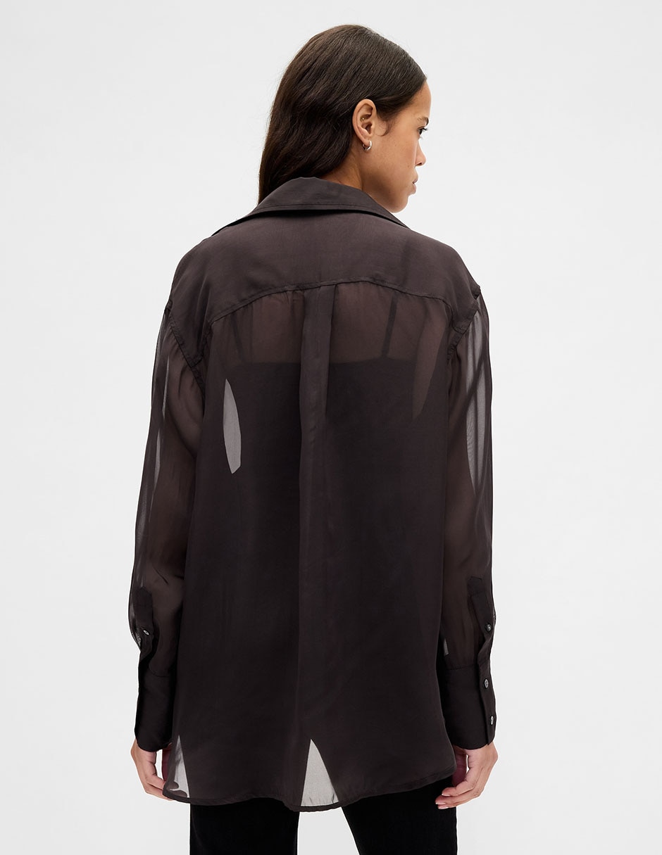 Camisa de algodón manga larga para mujer