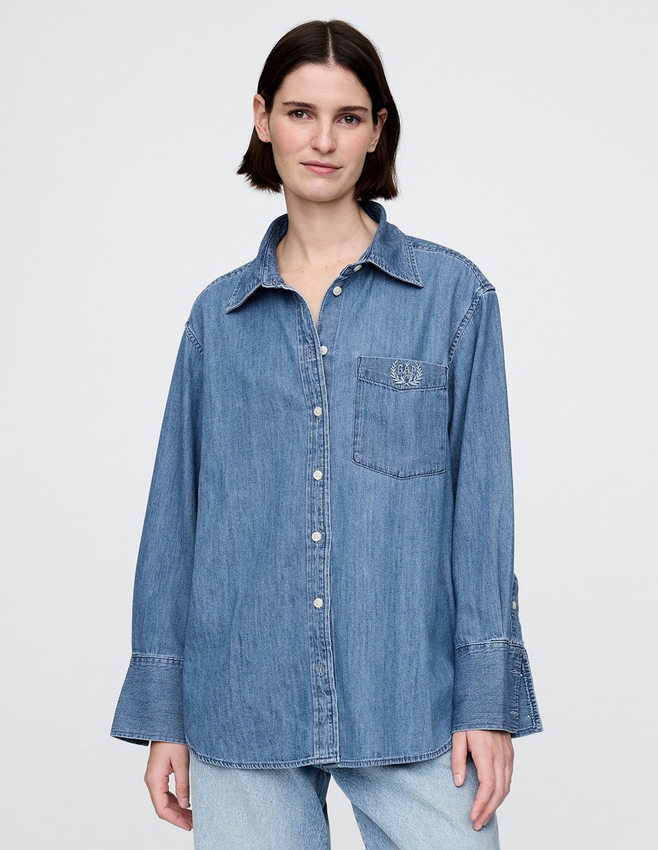 Camisa de algodón manga larga para mujer