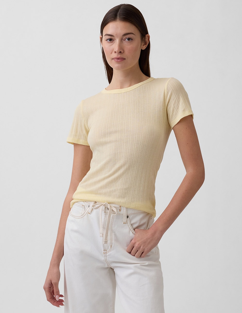 Playera manga corta cuello redondo para mujer