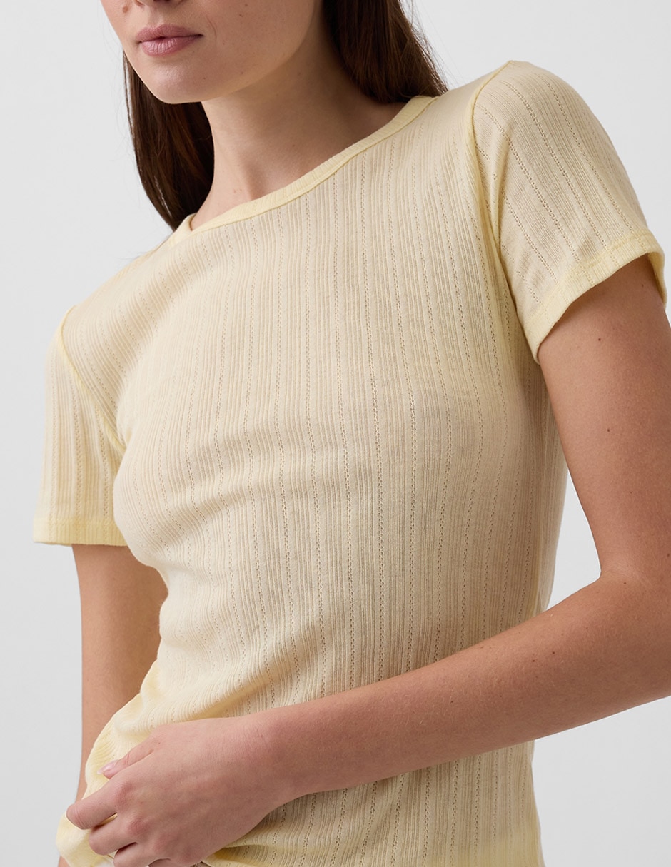 Playera manga corta cuello redondo para mujer