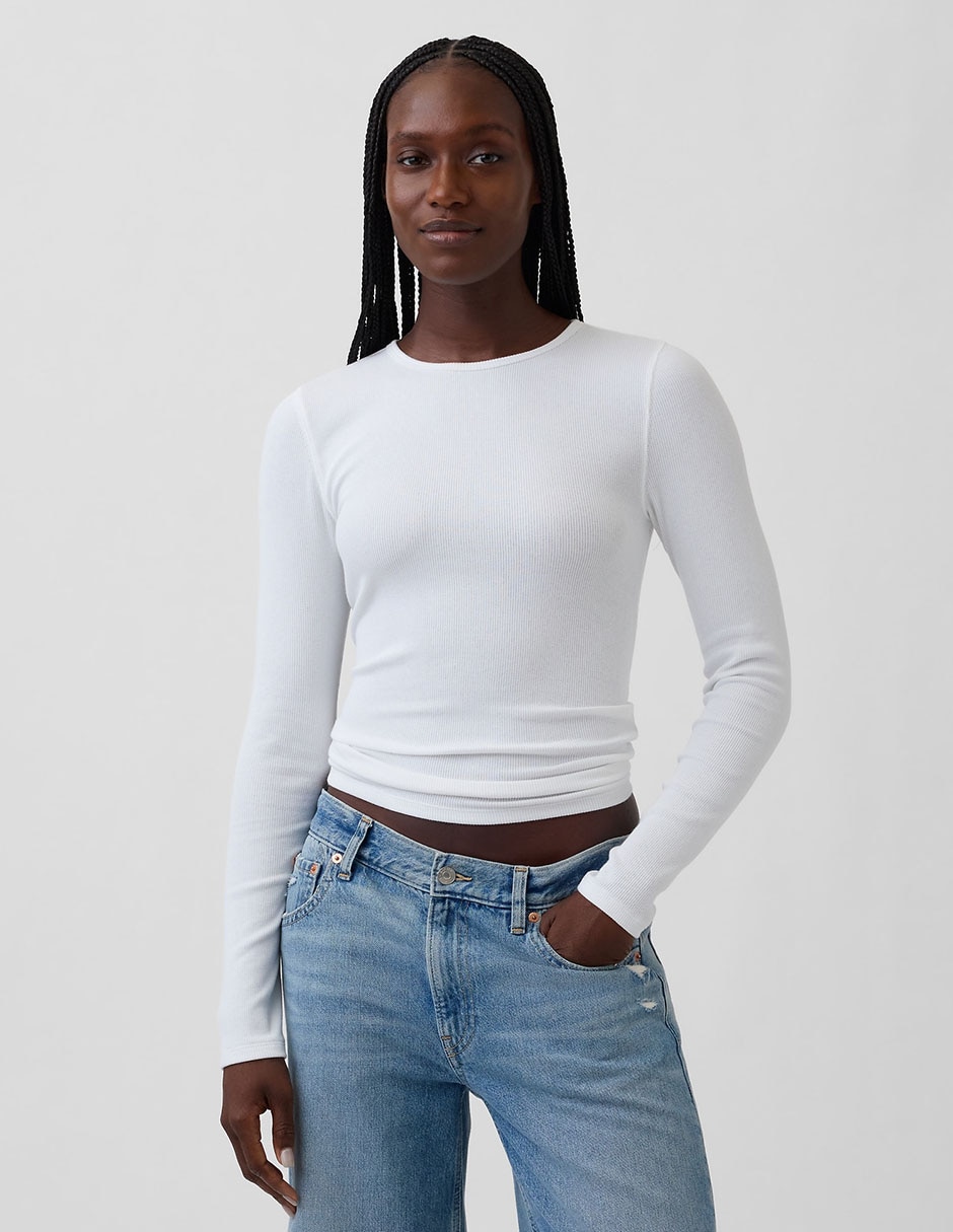 Playera manga larga cuello redondo para mujer Playera manga larga cuello redondo para mujer