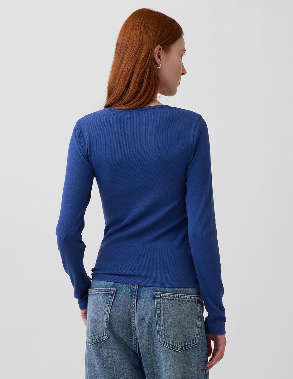 Playera manga larga cuello redondo para mujer 3