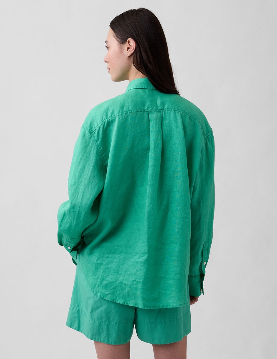 Camisa de lino manga larga para mujer 3