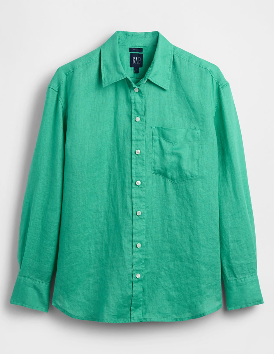 Camisa de lino manga larga para mujer 5