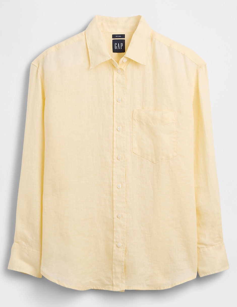 Camisa de lino manga larga para mujer