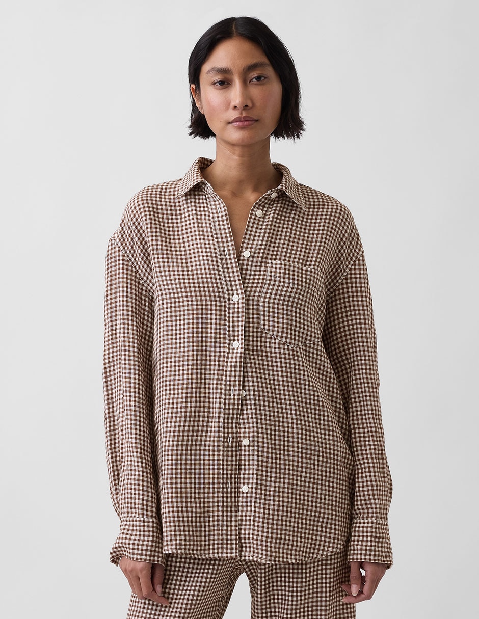 Camisa de lino manga larga para mujer Camisa de lino manga larga para mujer