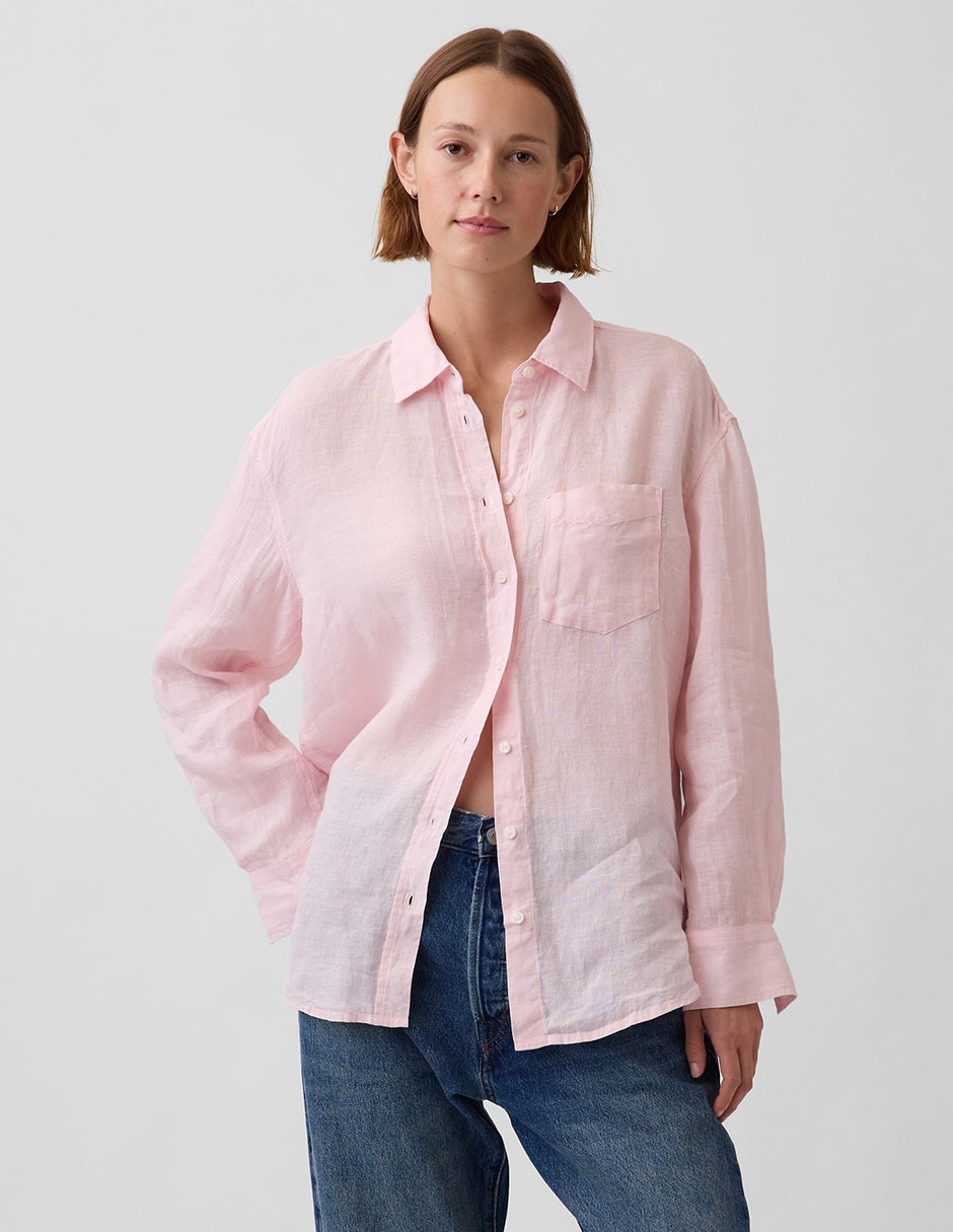Camisa de lino manga larga para mujer Camisa de lino manga larga para mujer