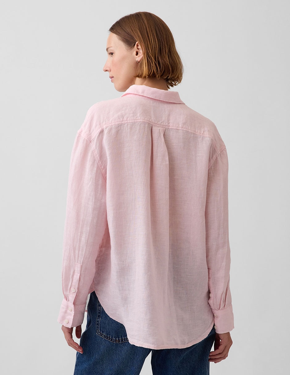 Camisa de lino manga larga para mujer 3