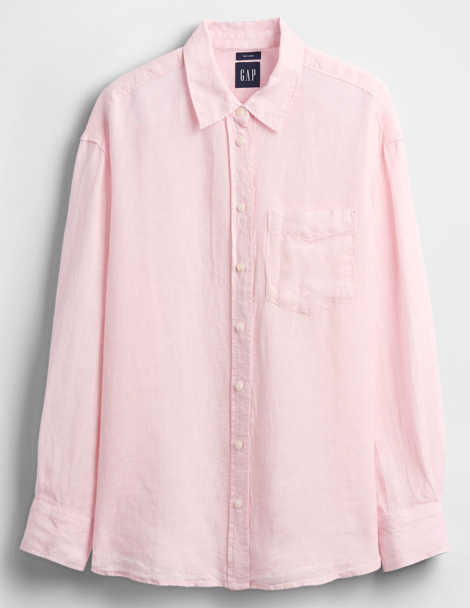 Camisa de lino manga larga para mujer 5
