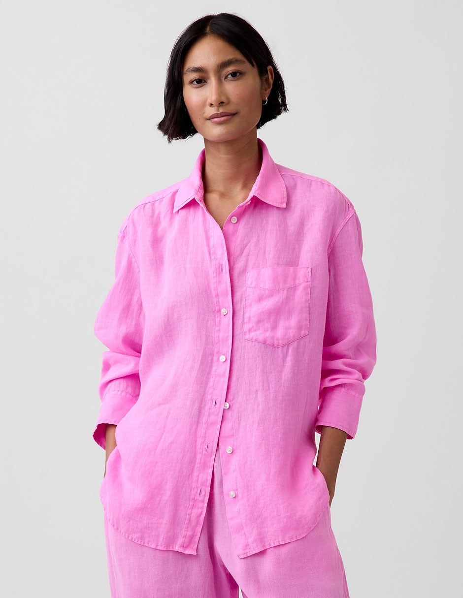 Camisa de lino manga larga para mujer Camisa de lino manga larga para mujer