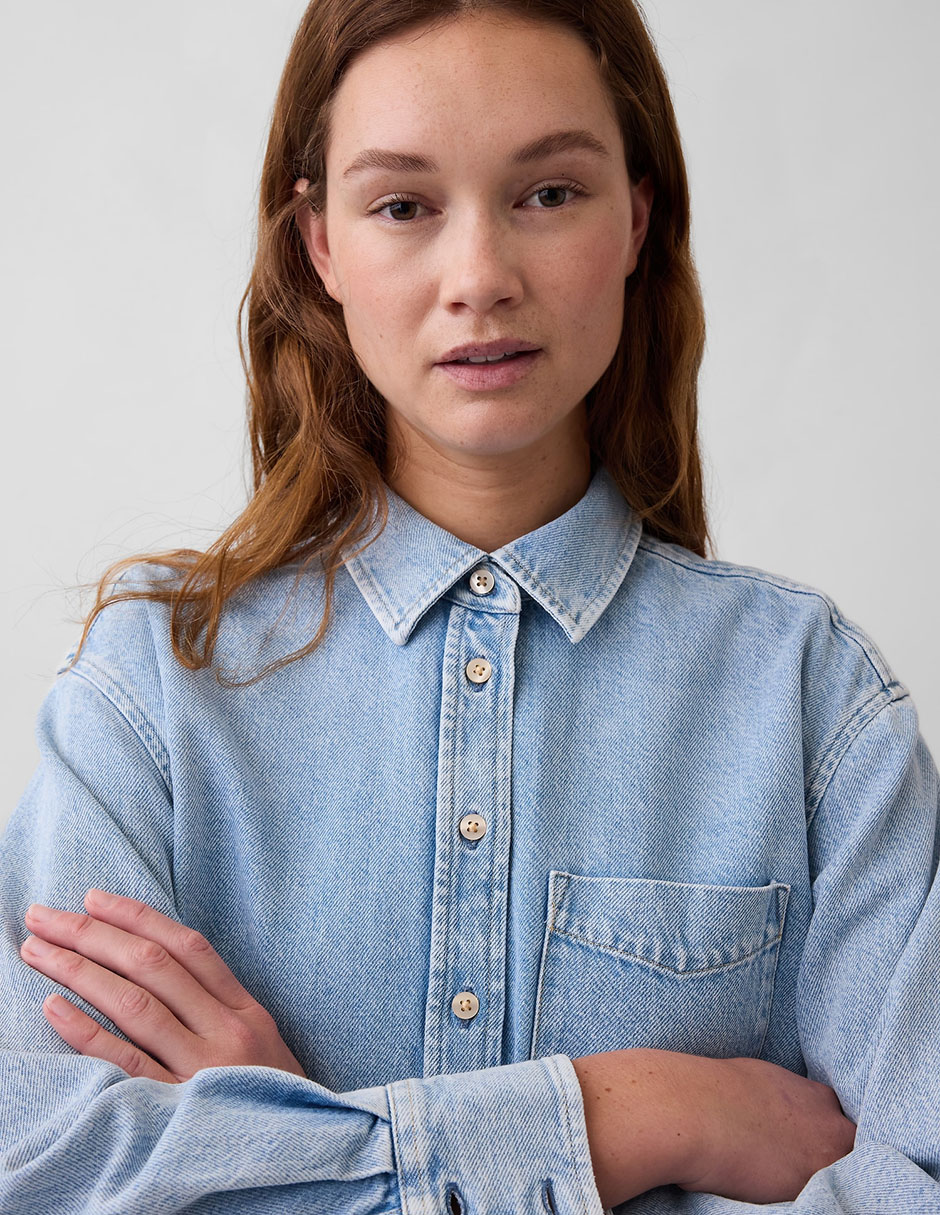 Camisa de algodón manga larga para mujer