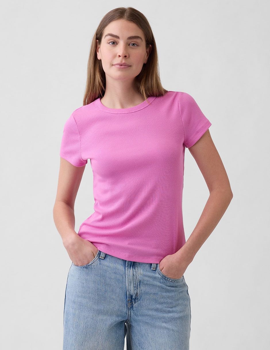 Playera manga larga cuello redondo para mujer
