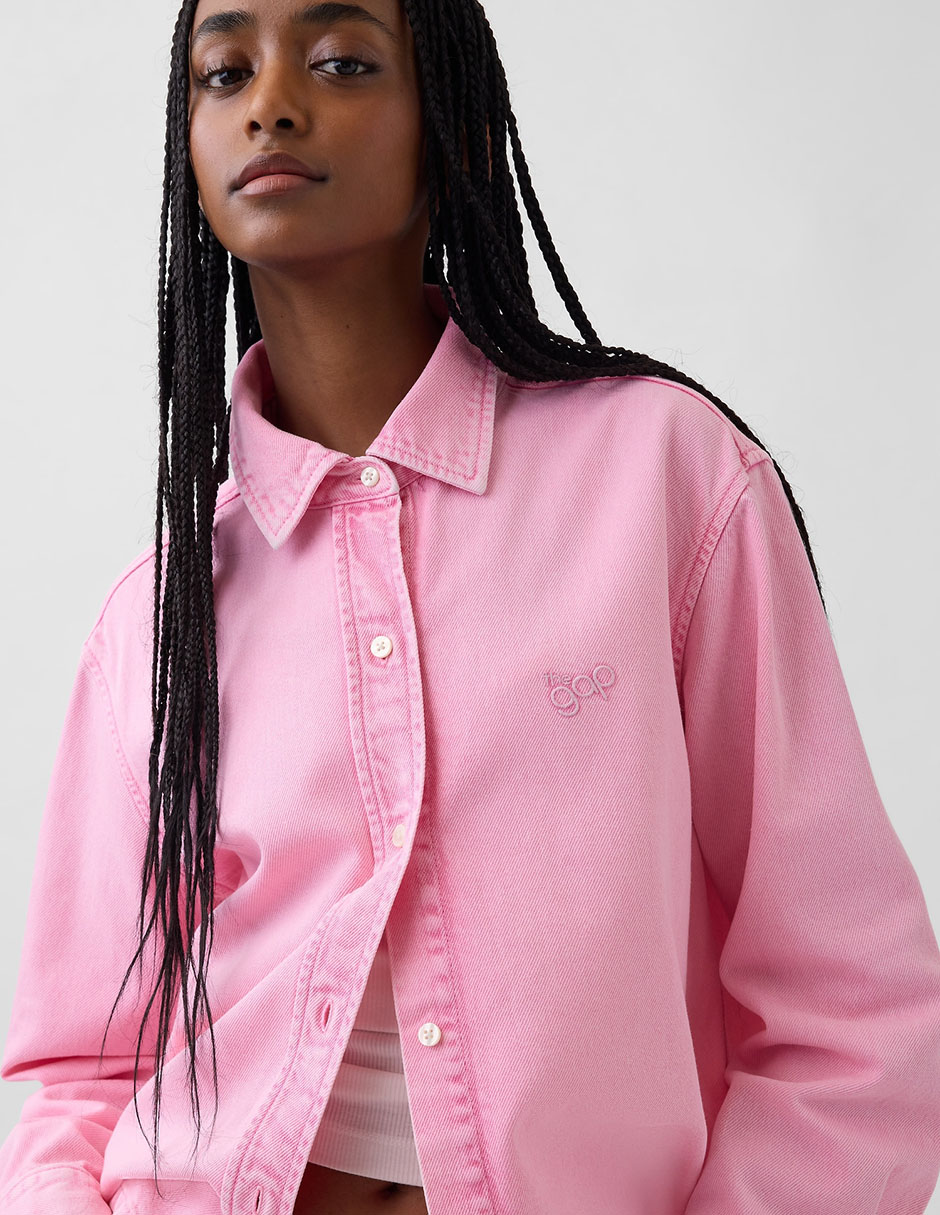 Sobrecamisa de mezclilla manga larga para mujer
