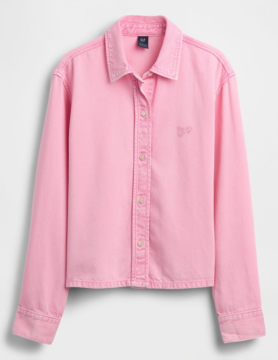Sobrecamisa de mezclilla manga larga para mujer
