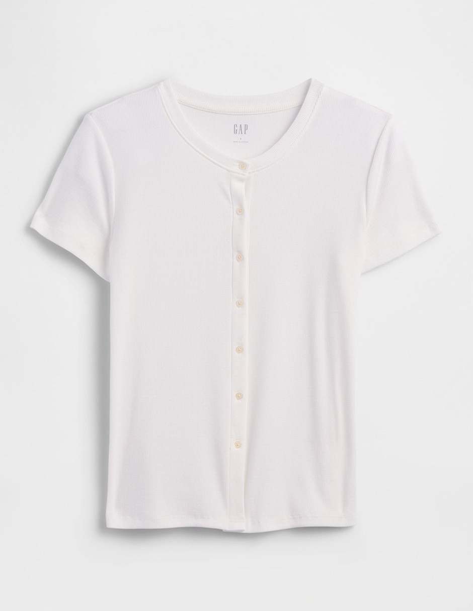 Playera manga corta cuello con botón para mujer 9