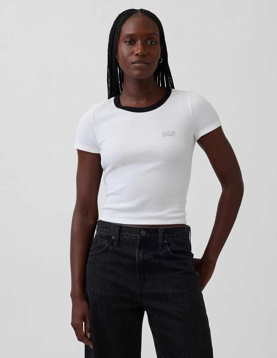 Playera manga corta cuello redondo para mujer