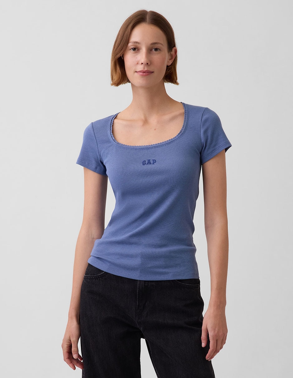 Playera manga corta cuello cuadrado para mujer Playera manga corta cuello cuadrado para mujer