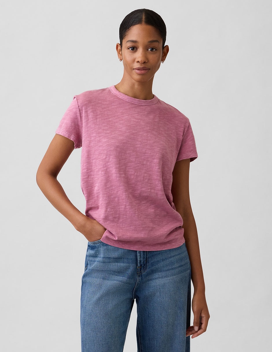 Playera manga corta cuello redondo para mujer Playera manga corta cuello redondo para mujer