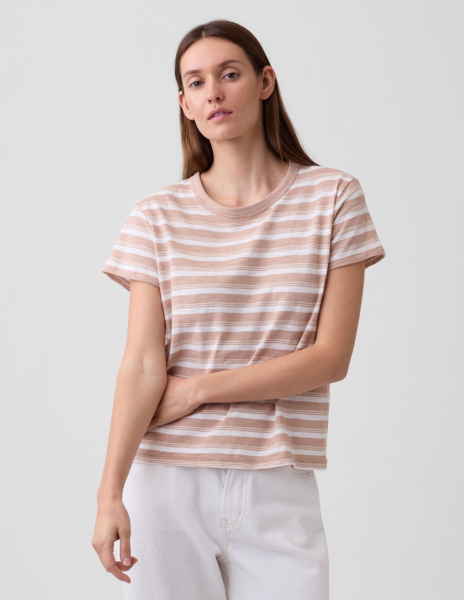 Playera manga corta cuello redondo para mujer