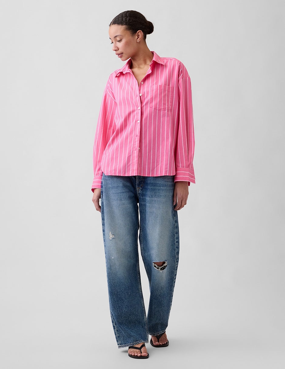 Camisa de algodón manga larga para mujer