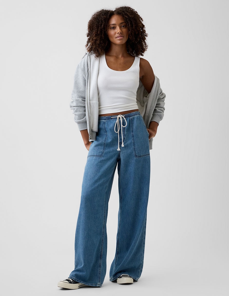 Jeans acampanado wide leg para mujer