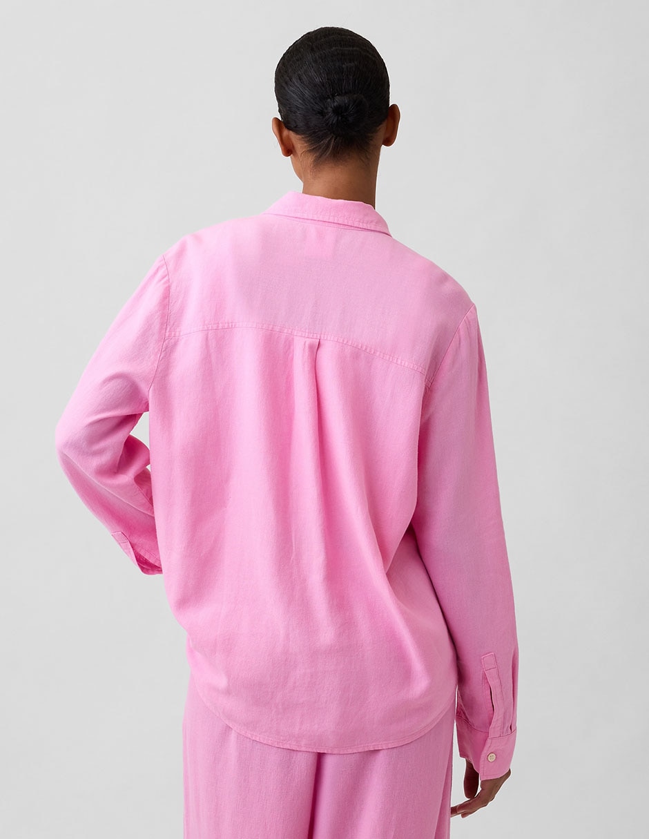 Camisa de lino manga larga para mujer 2