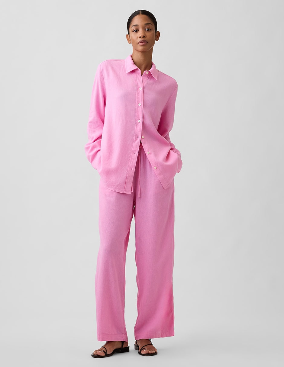 Camisa de lino manga larga para mujer 3