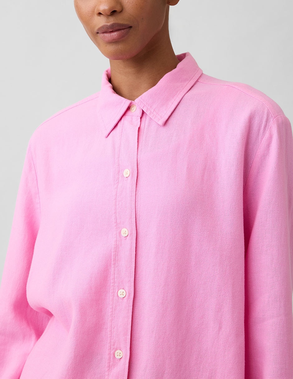 Camisa de lino manga larga para mujer 4