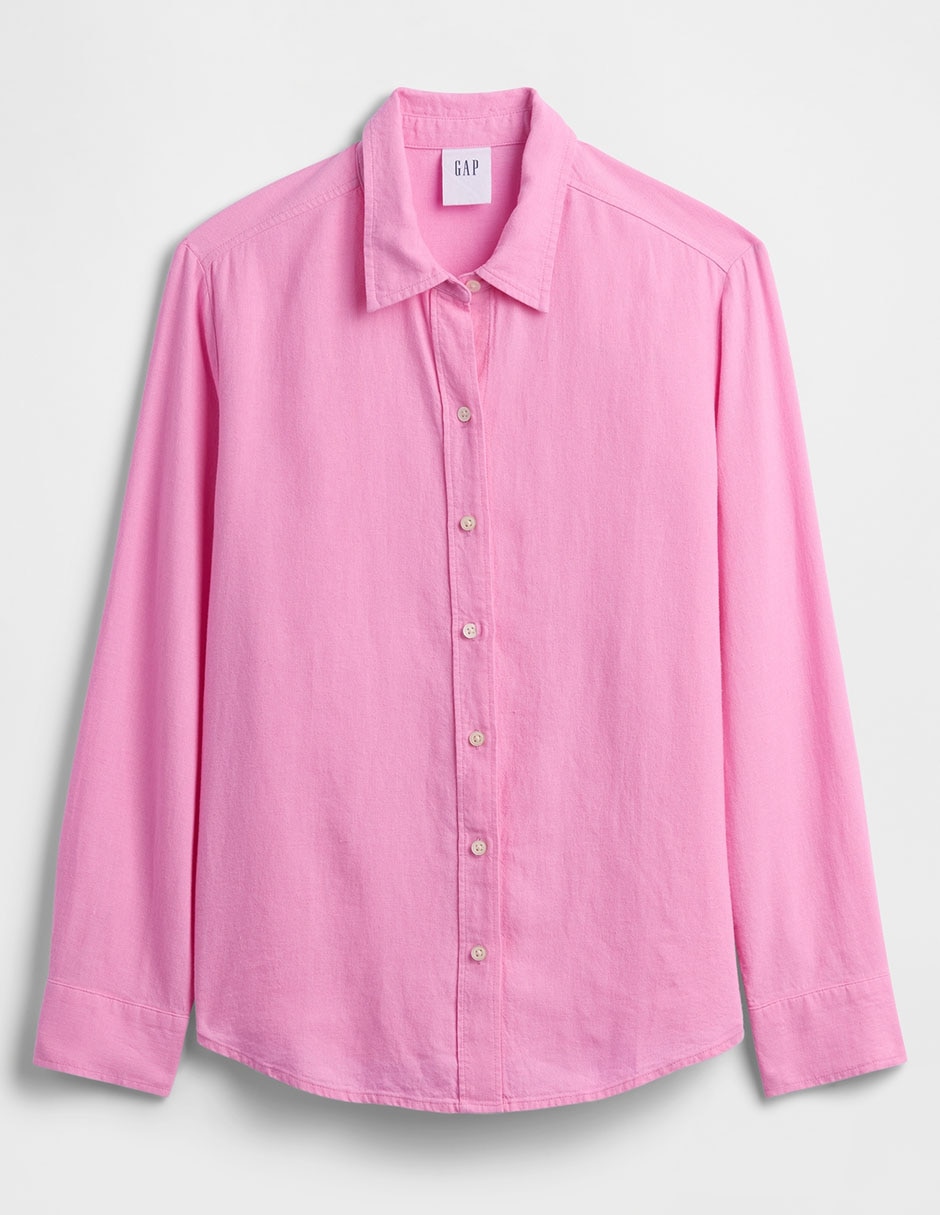 Camisa de lino manga larga para mujer 5