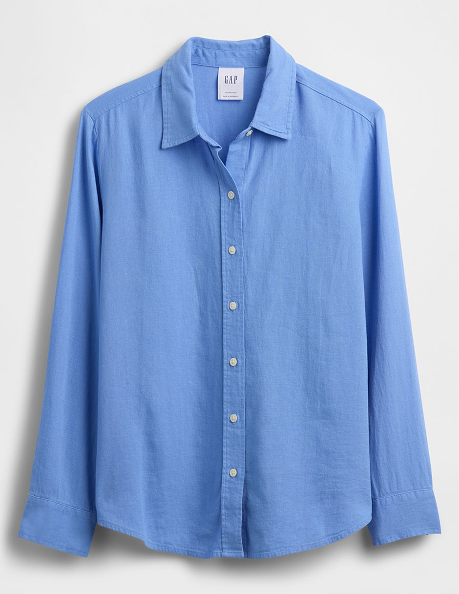 Camisa de lino manga larga para mujer