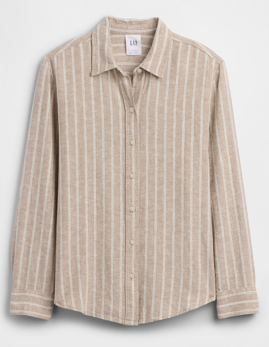 Camisa de lino manga larga para mujer