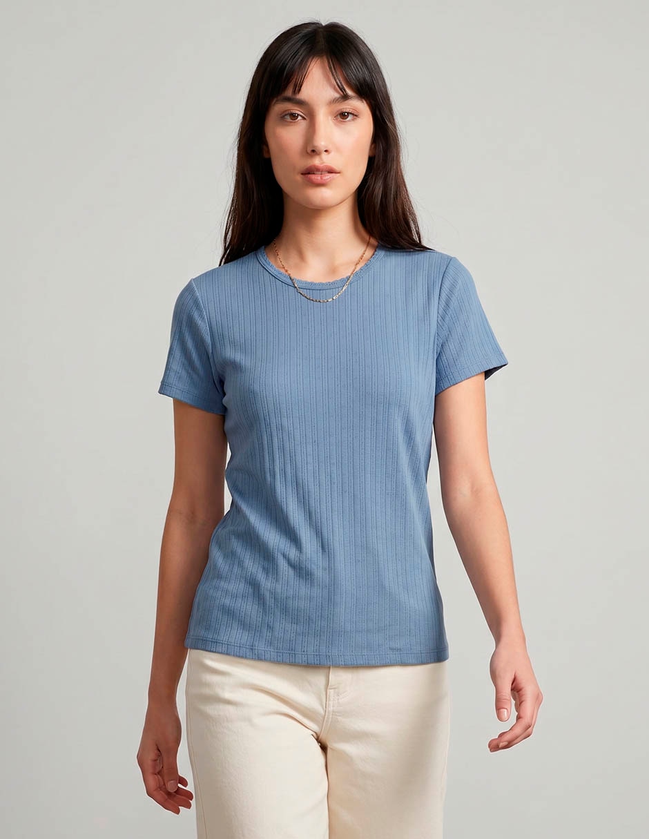 Playera manga corta cuello redondo para mujer