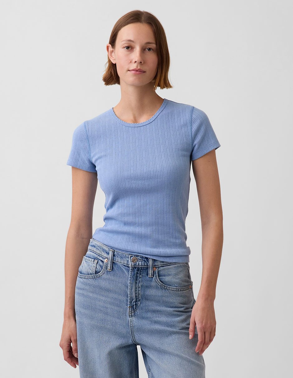 Playera manga corta cuello redondo para mujer Playera manga corta cuello redondo para mujer