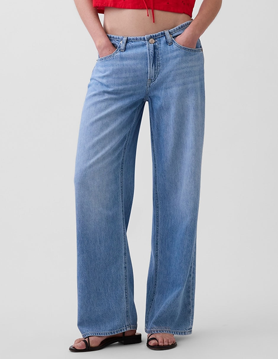 Jeans loose corte a la cadera para mujer