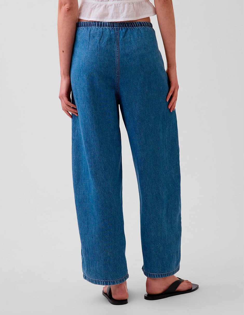 Jeans barrel corte cintura para mujer