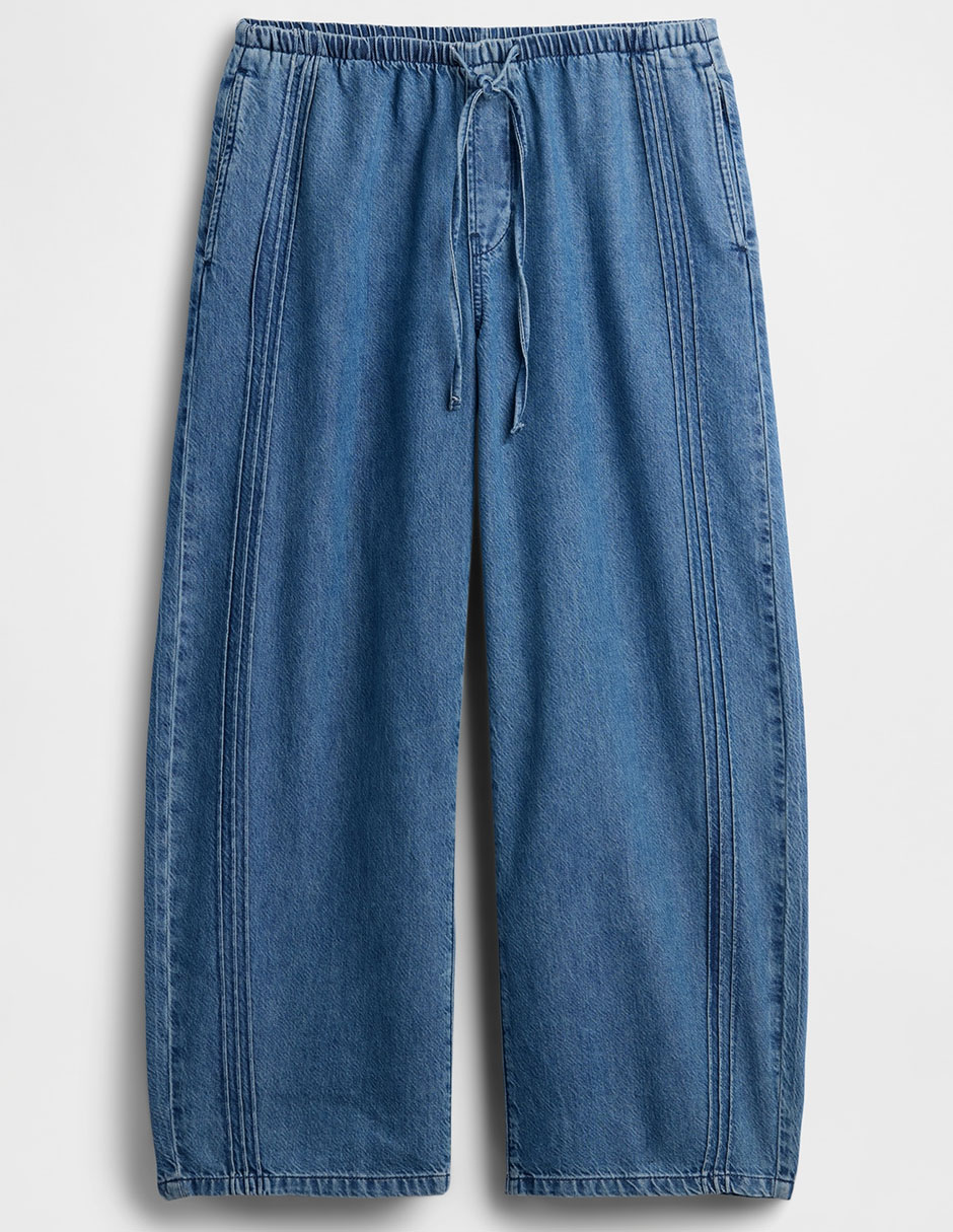 Jeans barrel corte cintura para mujer