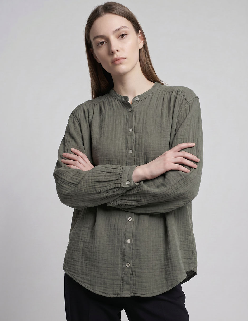 Camisa de algodón manga larga para mujer