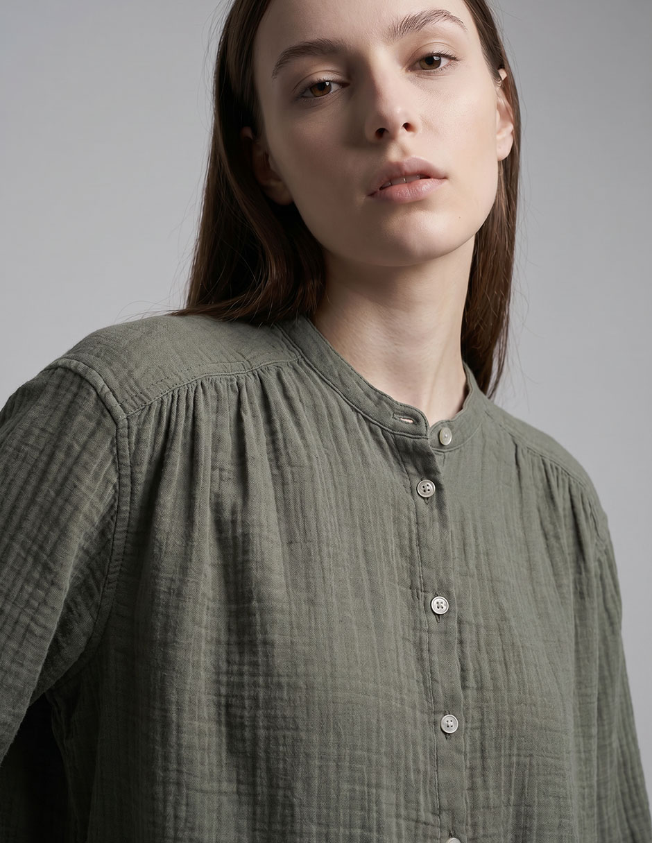 Camisa de algodón manga larga para mujer