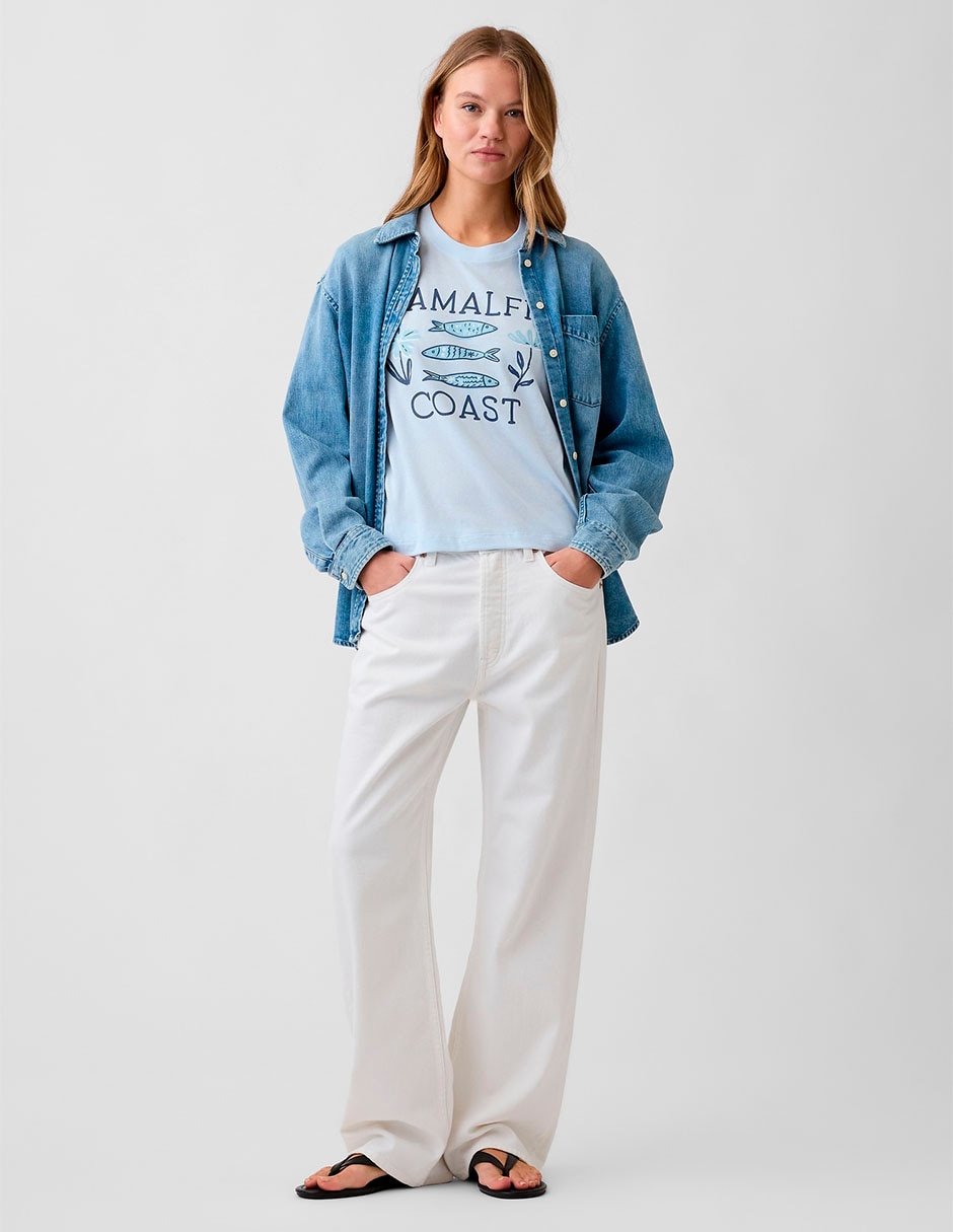 Playera manga corta cuello redondo para mujer