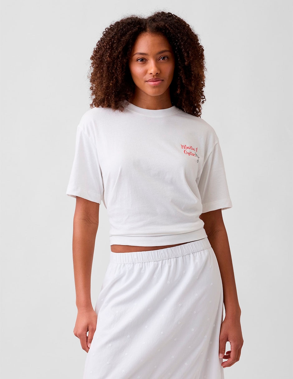 Playera manga corta cuello redondo mujer