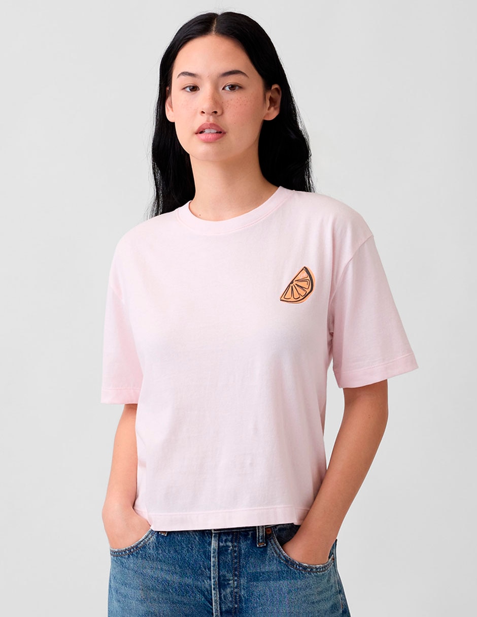 Playera manga corta cuello redondo para mujer Playera manga corta cuello redondo para mujer