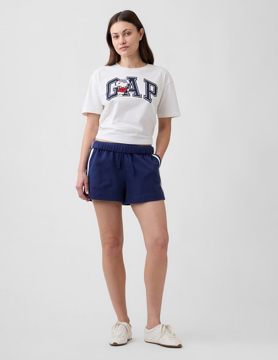 Playera manga corta Snoopy cuello redondo para mujer