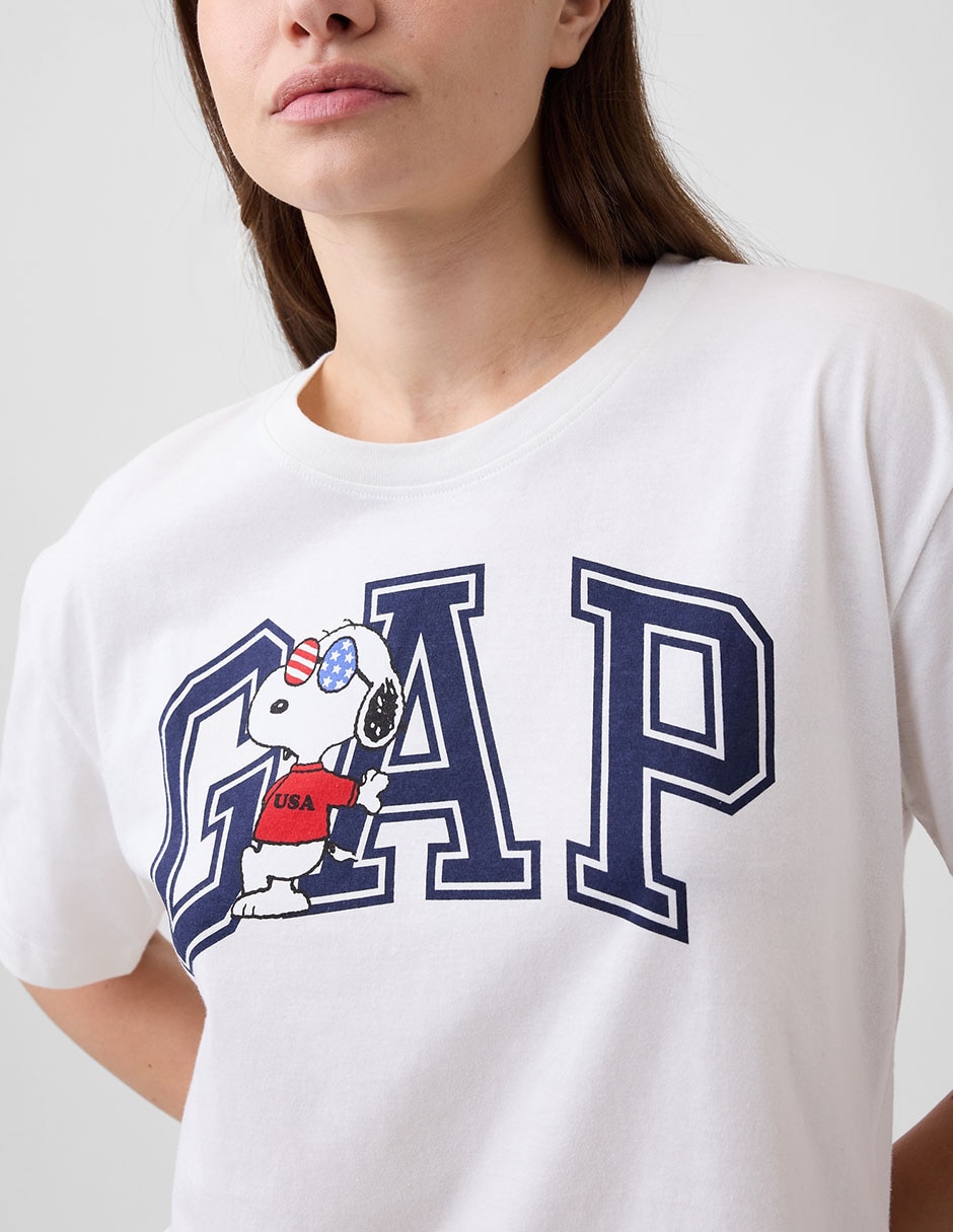 Playera manga corta Snoopy cuello redondo para mujer