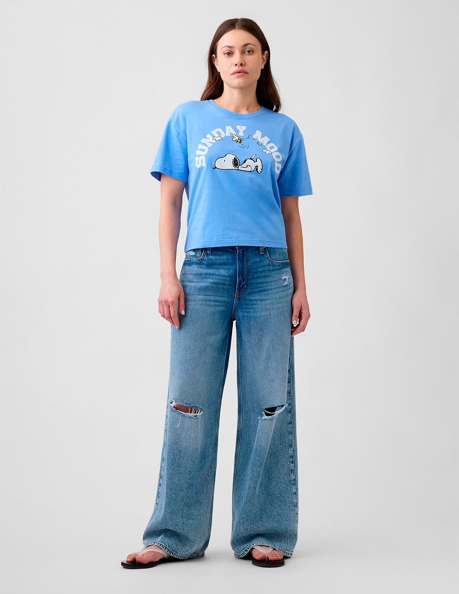 Playera manga corta snoopy cuello redondo para mujer