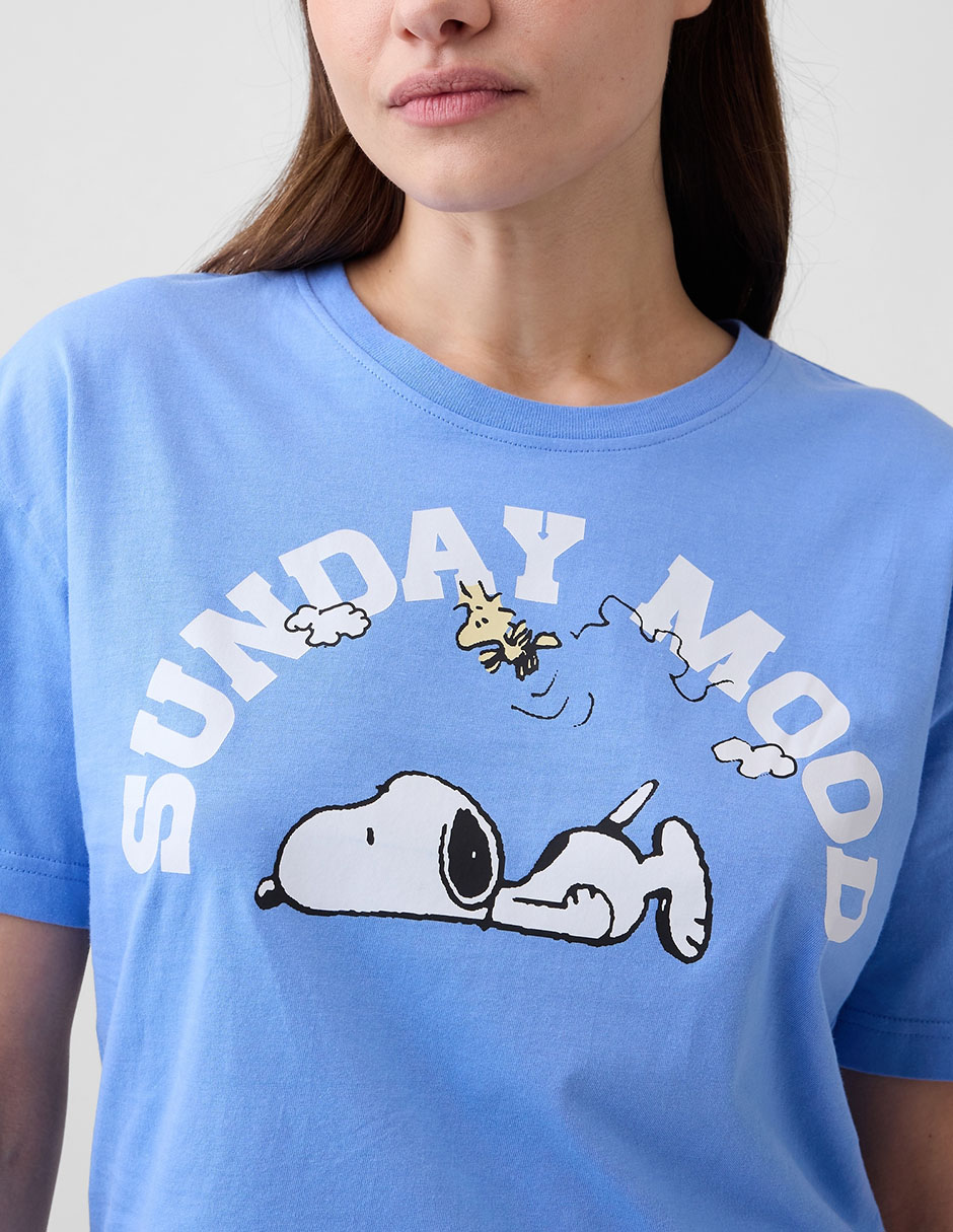 Playera manga corta snoopy cuello redondo para mujer